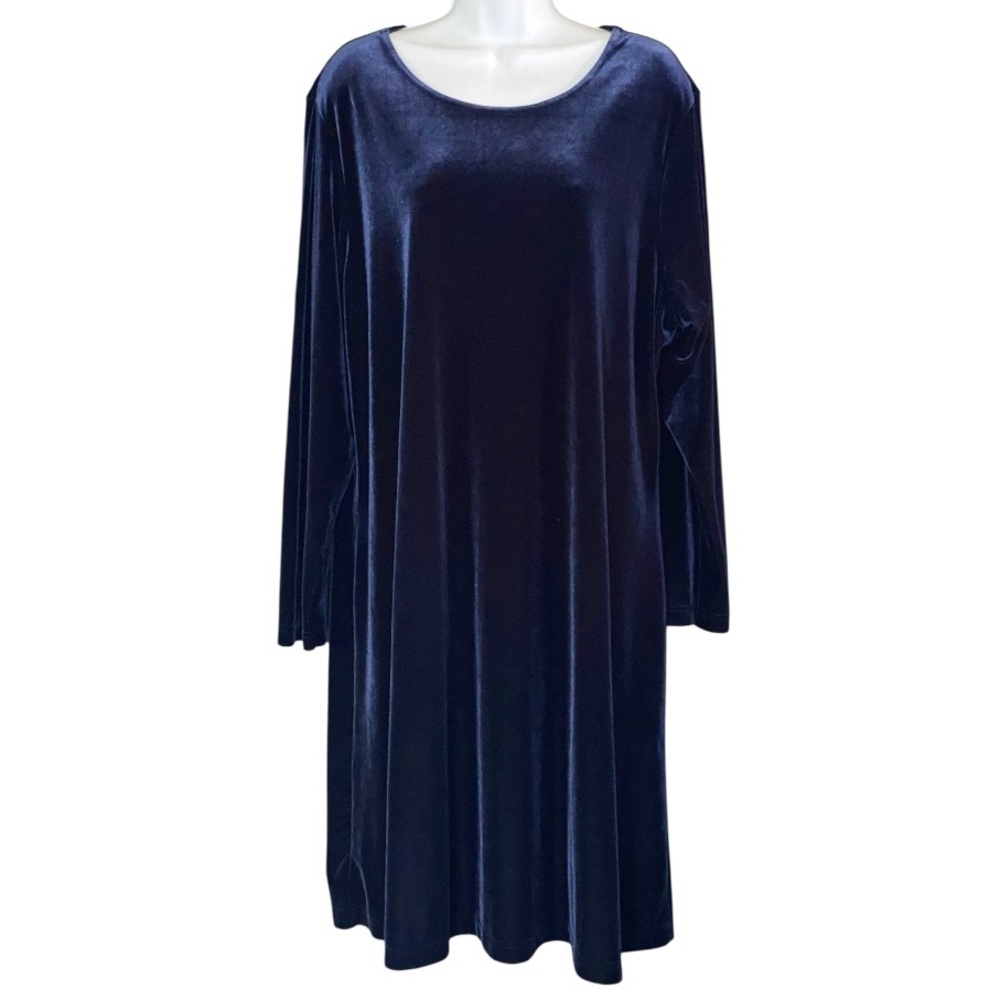 Vintage Blue Velvet Midi Dress 18 Whimsigoth Witchy Romantic Goth Dark Fairy - Picture 2 of 8